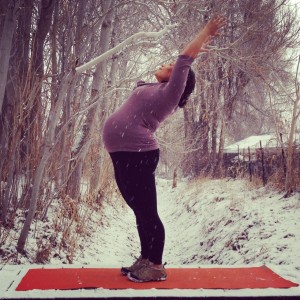 pregnant standing salutation